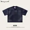 Comida callejera Verano Estilo Americano de Moda Ropa para Hombre Corte Holgado Manga Corta Ancha Malla Capas Cuello en V Camiseta de Manga Corta para Ropa de Abrigo Hombres