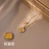 Colar de Aço Titânio com Pedra Olho de Gato da Sorte para Mulheres, Moderno e Único, Design de Nicho de Luxo Leve, Corrente Simples e Versátil para Clavícula de Alta Qualidade