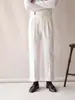 Calça de Terno Masculina Casual de Cintura Alta para Primavera e Verão, Estilo Business com Fivela Paris, Calça Versátil de Corte Reto, Efeito de Caimento Nápoles, Calça Social Sem Amassar