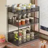Prateleira de Armazenamento de Cozinha Prateleira de Armazenamento de Condimentos para Mesa Doméstica Bancada Multi-Camada Multifuncional Prateleira de Exibição para Garrafas de Óleo, Sal, Molho e Vinagre