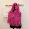 Bolso de felpa para axilas, nuevo estilo de invierno transfronterizo europeo y americano de 2024, bolso esponjoso personalizado de gran capacidad, bolso de hombro de pelo largo para mujer