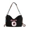 Bolsa de Mão Gato com Bordado Pesado Bolsa Tote de Nylon para Mulheres Estilo Japonês Passeio Casual Deslocamento Transversal Versátil Bolsa de Ombro
