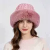 Gorro de punto trenzado de felpa para otoño e invierno para mujer, sombrero de pescador engrosado, hace que la cara parezca más pequeña, protección para los oídos, cálido sombrero peludo, estilo coreano para clima frío