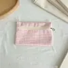 Bolsa de lona simple y minimalista con estampado de cuadros, de gran capacidad, perfecta para guardar monedas, audífonos y otros artículos pequeños - una bolsa de almacenamiento versátil y portátil