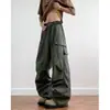 Pantalones Cargo Paracaidistas Grises Multibolsillos Unisex Retro Americano Lavado Vintage Silueta Recta Pierna Ancha