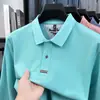 Camisa polo de algodón puro transfronteriza, nueva colección de otoño para hombre, de longitud media, camiseta de manga larga business casual, top para hombre, adecuada como camiseta interior