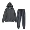 Conjunto de Moletom com Zíper e Capuz para Homens, Cardigan Solto, Calça de Moletom, Cor Sólida, Conjunto Completo, Roupa Esportiva, Atacado