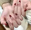 Venta Caliente en Douyin Uñas Portables Largas Francesas Arte de Uñas Hecho a Mano Uñas Puntiagudas Deseo Puro Producto Terminado de Gama Alta Transfronterizo Ojo de Gato Almendra