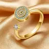 Anillo Giratorio de Plata Tailandesa para Alivio de la Ansiedad, Anillo para el Dedo Índice con Múltiples Círculos y Cuentas de la Suerte, Moda Estilo Coreano, Regalo de Moda para Mejores Amigos