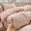 Juego puro de algodón de cuatro piezas, sábana y funda de edredón 100% algodón, gasa de doble capa, ropa de cama Grado A para maternidad e infantil, juego de tres piezas para dormitorio de estudiante 4