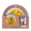 Vajilla infantil creativa de fibra de bambú juego de regalo de 5 piezas jardín de infancia bebé caricatura rejilla tazón plato hondo