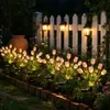 Luz Solar para Patio Exterior Impermeable Tulipán Decorativo Paisajismo Luz de Atmósfera para Jardín Césped Estaca de Flor de Cerezo