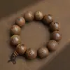 Pulseira Duplo Círculo de Madeira de Asa de Frango Natural com Cristal Flor Flutuante, Amuleto da Sorte, Best-seller de Nicho, Pulseira de Amizade, Modelo Atacado