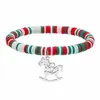 Popular Serie Navideña de Arcilla Polimérica Europea y Americana Pulsera Colgante de Acero Inoxidable de Papá Noel Muñeco de Nieve Joyería de Comercio Exterior al por Mayor
