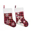 Calcetines de Navidad grandes decorativos de alce copo de nieve cuadros rojo y negro blanco felpa corta Calcetines de caramelo a cuadros Regalo de Navidad
