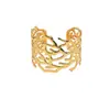 Pulsera de Coral Hueco Transfronteriza Europea y Americana, Pulsera Dorada Ancha Abierta para Mujer, Pulsera de Diseño de Nicho de Lujo Ligero Estilo Europeo y Americano