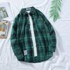 Camisa a cuadros japonesa para hombre, estilo Hong Kong, holgada, elegante, estilo Harajuku, para estudiantes, de moda, fina, de manga larga