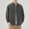 Nova Camisa Masculina da Moda Outono 2026, Gola Lapela, Manga Longa, Estilo Japonês Workwear, Casual Versátil de Caimento Solto, Jaqueta Camisa