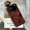 Estilo Luxo Leve Estampa Leopardo Flor Vermelha Película de Camada Dupla Case Protetora para iPhone 18 Pro Max Case para Celular Apple 15 Pm Anti-Queda