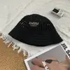 Sombrero de Pescador de Punto Hueco con Letras Estilo Coreano de Moda para Mujer, Sombrero de Cubo de Ala Ancha para Primavera y Verano que Hace que la Cara Parezca Más Pequeña, Sombrilla, Sombrero de Cubo Transpirable