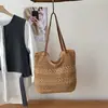 Bolso de Paja Tejida Hueco Estilo Vacaciones Artístico para Mujer, Bolso Tejido Estilo Perezoso de Playa de Verano para Viajes, Bolso de Hombro de Gran Capacidad para el Trabajo
