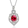Colgante Acuario Amor Hueco Rubí Colgante Corindón Rojo Collar Colgante Patrón Diamante Completo Zircón Microincrustado