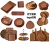 Suministro Directo de Fábrica de Bandejas de Madera Maciza, Platos de Cena Infantiles de Dibujos Animados, Platos para Bistec Estilo Occidental, Tamaños e Impresión Personalizables, Logo