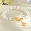 Pulseira de Prata Esterlina S925 Nova Estilo Chinês Flor de Pessegueiro Ágata Contas Redondas para Mulheres, Pulseira de Cristal com Design de Tendência Nacional, Joias de Prata de Luxo Leve