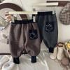 Calça de Bebê Outono e Inverno Calça de Perna de Ursinho para Menino com Forro de Lã Calça de Moletom Grossa Calça Quente de Inverno para Bebê Crianças