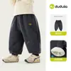 Calça de Bebê Família Dudu Outono e Inverno Plus Veludo Calças Infantis Estilo Inverno Desenho Animado Meninos Calças Casuais Roupas de Inverno Quentes Novas