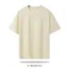 50 piezas de camisetas de algodón mercerizado, tratadas con amoníaco líquido y de doble hilo, con una sensación fresca y cómoda, corte holgado, estilo lujoso, cuello redondo, hombros normales, mangas cortas y opciones de logo personalizadas