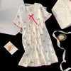 Bata Coreana de Verano para Mujer, Algodón Nube, Ropa de Casa de Manga Corta para Niños, Bata Suelta de Dibujos Animados Lindos, Pijama de Mujer, Verano
