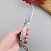Navaja plegable de acero de Damasco transfronteriza, Cuchillo para frutas, Cuchillo portátil para exteriores, Cuchillo hecho a mano, Cuchillo con mango turquesa