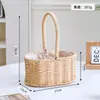 Cesta de Flores Ovalada de Rattan Sintético Trançado, Cesta de Mão de Rattan Artesanal Estilo Pastoral, Cesta de Armazenamento para Lembranças, Pequena Cesta de Flores para Plantas Verdes