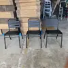 Cadeira de Aço Inoxidável para Exterior Sem Braços, Cadeira de Sete Painéis com Encosto, Cadeira de Jantar Metálica Doméstica para Varanda Externa, Assento Único