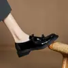 2025 Zapatos de Tacón Grueso con Lazo Estilo New England College Zapatos de Cuero Estilo Japonés JK Mocasines de Charol sin Cordones para Mujer