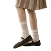 Calcetines de Algodón Transpirables y Amigables con la Piel de Color Sólido para Primavera y Verano Estilo Japonés Retro con Patrón Floral Hueco Calcetines de Media Pantorrilla Alta Elasticidad Suaves Calcetines de Felpa JK para Mujer