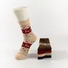 Calcetines de Navidad para Mujer, Populares Calcetines Transfronterizos de Media Pantorrilla, Calcetines Retro de Invierno y Otoño Cálidos con Hilo Dorado de Reno para Mujer, Calcetines Gruesos de Rizo