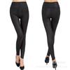 Pantalones Cortos de Moda Europeos y Americanos de Cintura Alta con Costuras de Patrón de Serpiente Ropa Exterior Clásica Creativa para Mujer Leggings Negros