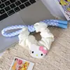 Elástico de Cabelo Gatinho Kt Estilo Coreano com Laço, Argola Grande Listrada Azul Refrescante, Corda de Cabelo, Elástico para Coque
