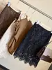 Falda midi de terciopelo hueca de encaje vintage estilo francés para mujer, nueva de principios de otoño, de cintura alta, adelgazante, elegante, ajustada al cuerpo