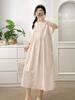 Verano Nueva Moda Vestido Casual Combinable Elegante Reductor de Edad Cuello Redondo Manga Corta Suelto Adelgazante Monopetalado Vestido Largo
