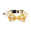 Collar Explosivo Floral para Gato Transfronterizo Estilo Caballero a Cuadros Británico con Lazo y Accesorios de Campana