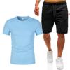 Comercio exterior verano traje de malla de manga corta para hombre transpirable traje de baloncesto camiseta de color liso pantalones cortos deportivos de cinco puntos nuevo en stock