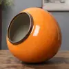 Decorações de Casa Enfeites Jingdezhen Cerâmica Conjunto de Três Peças Vaso de Flores Secas Novo Estilo Chinês Vaso de Cerâmica Vaso Laranja Vibrante