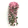 Simulação pendente de parede violeta orquídea pendente hortênsia grande flor falsa flor de plástico flor de seda videira rattan varanda decoração de casamento