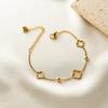Pulsera Yunyao de Acero Inoxidable con Oro de 18 Quilates, Diseño Hueco de Trébol de Cuatro Hojas para Mujer con Perlas, Gama Alta, Versátil, Moderna, Nuevo Producto que No se Desvanece