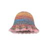 2024 Nuevo Sombrero de Pescador Fruncido Estilo Pintura al Óleo Rayas de Color Retro para Mujer Sombrero de Cubeta Cálido Tejido de Otoño e Invierno Tendencia
