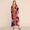 Blusa Estampada de Posicionamiento Nuevo Europeo y Americano Vacaciones Junto al Mar Vestido Largo Blusa Holgada Traje de Baño Bikini Vestido Largo Mujer