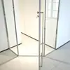Cabina de ducha Beijie con forma de diamante, acero inoxidable para baño, puerta de vidrio divisoria de separación seco-húmedo, diseño moderno minimalista